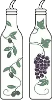 The Classy Cruet's logo consisting of two olive oil bottles decorated with olive branches